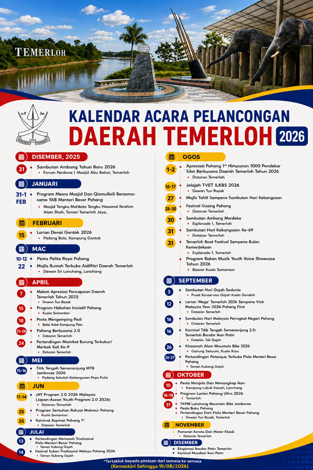 KALENDAR PELANCONGAN DAERAH TEMERLOH 2026